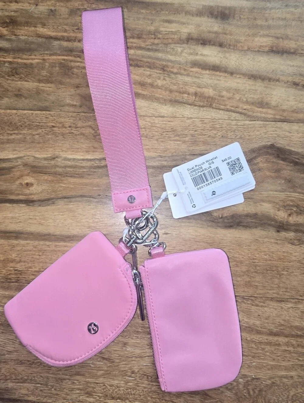 NWT Lululemon Double Pouch Wristlet with Strap In Candy Cloud
